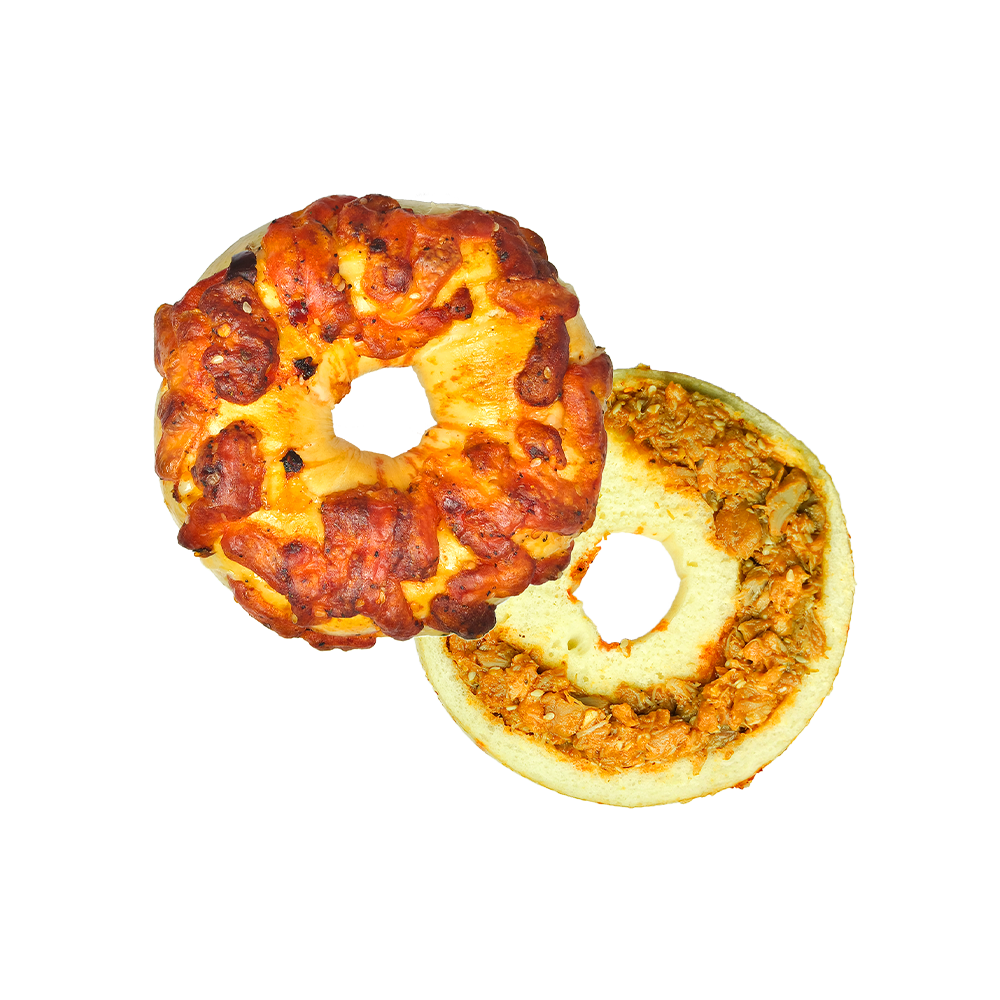 有嚼劲贝果底藤椒鸡肉贝果