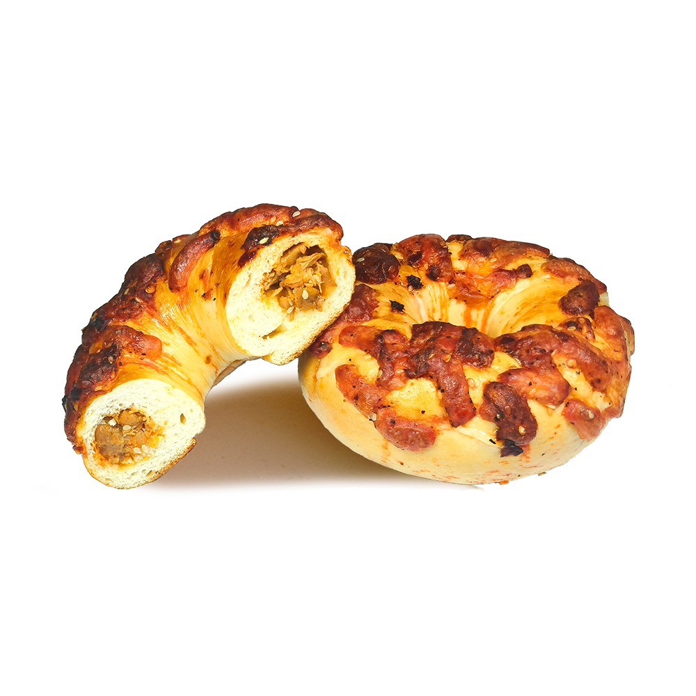 有嚼劲贝果底藤椒鸡肉贝果